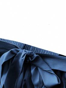 Franclia Váy maxi cỡ lớn dành cho nữ, in họa tiết toàn thân, thắt dây phía trước. - Màu xanh hải quân - Xem 5