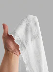 SHEIN MOD 女式纯色蕾丝喇叭袖褶饰优雅 A 字形连衣裙，春夏