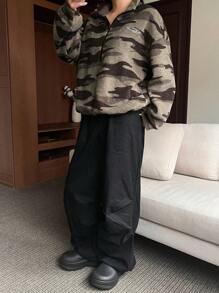 DAZY 女士字母迷彩宽松套头衫，秋冬季，长袖上衣，秋季女装 - 灰色 - 查看 7