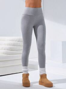 VARSITIE Gray High Waist Tight Women Casual Leggings - Light Grey - View 1