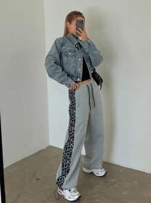 DAZY 女士短腰收腰牛仔夹克 - 中等水洗藍 - 查看 2