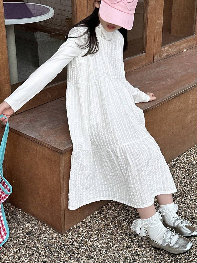 Tween Girls Casual Solid Color Sleeveless Dress, Spring/Autumn,Back To School Clothes