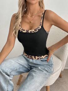 Chiquease Top sans manches d'été à imprimé léopard et patchwork, style casual - Multicolore - Voir 6