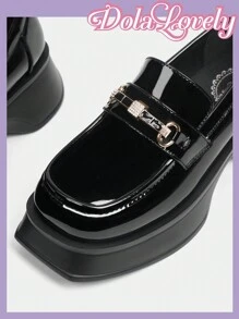 Dola Lovely Women's Solid Color Fashionable Versatile Casual Loafers Halloween Sorceress - Black - View 9