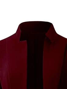 SHEIN Clasi Plus Size Elegant Pearl Embellished Blazer, Autumn - Burgundy - View 3