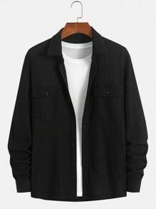 Manfinity Hypemode Camisa formal casual de manga larga con botones y bolsillo para hombre