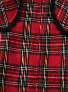 圣诞节少女优雅红色格子面料心形口袋 A 字裙 - 彩色 - 查看 6