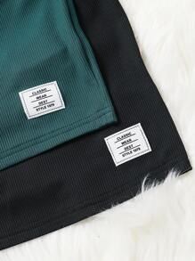 SHEIN Leap Crew Áo thun dài tay cổ lọ thoải mái giản dị cho bé trai - màu xanh lá - Xem 3