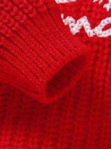 Sweater Natal Bayi Perempuan, Merah dan Putih, Musim Gugur, Lucu, Sekolah - Merah - View 3