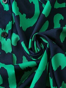 DreamSkyne 大码女式豹纹长袖休闲连衣裙，春秋季长款女装 - 彩色 - 查看 5