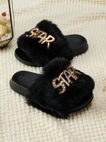 Girls'Soft & Fashionable Plush House Slippers, Summer