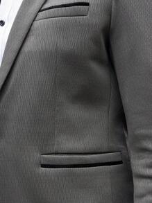 Manfinity Bizformal Men's Solid Color Suit Set: Jacket And Pants,Gifts For Boyfriend - Grey - View 3