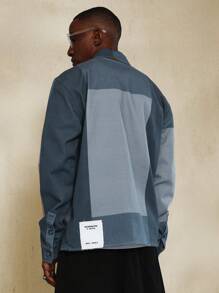 SUMWON Regular Fit Colour Block Print Twill Denim Shirt - Multicolor - View 2