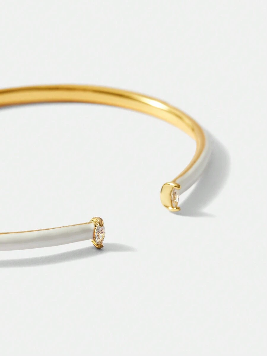 MOTF PREMIUM 18K 镀金白色珐琅手镯 - 白色 - 查看 1