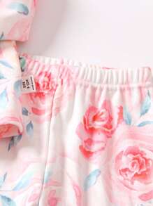 3 Stück/Set Baby Mädchen Blumen Jacke, Hose mit elastischem Bund Outfit und Bodysuit mit Hut, Herbst - Weiss - Übersicht 7