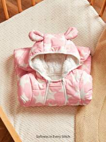 Cozy Pixies 1 件 Cozycub 婴儿粉色星星印花长袖加厚连帽连体衣睡袋裹身 - 粉色 - 查看 2