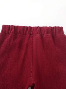SHEIN Young Boy Solid Pocket Simple Casual Pants - Burgundy - View 5