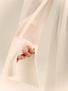 SHEIN Unity Chiffon Frill Cinched Waist Long Sleeve Shirt Dress Fall Cloth For Women - White - View 8