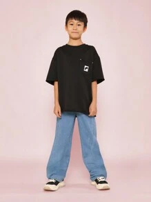 SUMWON Tween Boys 宽松贴花牛仔裤 - 藍色 - 查看 2
