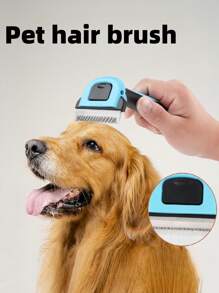 1 件 7 厘米/10.5 厘米宽不锈钢宠物毛发去除梳，猫狗毛发去除梳理梳，宠物可拆卸剃须刀工具，猫狗毛发修剪器，蓝色 - 藍色 - 查看 2