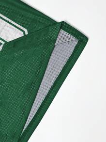 Áo thun nam cổ tròn tay ngắn in số tối giản màu trơn họa tiết chắp vá thường ngày - Màu xanh lá cây đậm - Xem 3