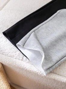 SHEIN 2 件套年轻女孩纯色针织宽松休闲阔腿运动裤