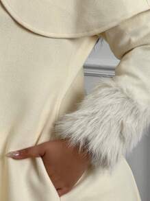 Lyrianda Plus Size Women's Solid Color Long Woolen Casual Coat - White - View 7