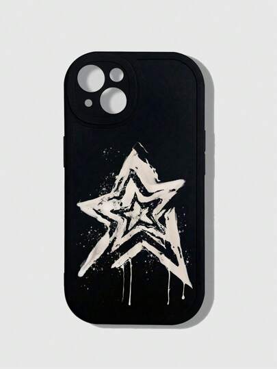 Grunge Punk 1 pièce Coque de téléphone noire avec motif pentagramme, compatible avec Apple iPhone 11 12 13 14 15 Pro Max