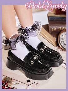 Dola Lovely Women's Solid Color Fashionable Versatile Casual Loafers Halloween Sorceress - Black - View 1