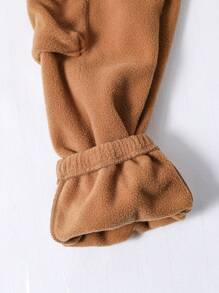 Tween Boys Winter Thickened Warm Fleece 3D Pocket Sports Sweatpants - Khaki - View 6