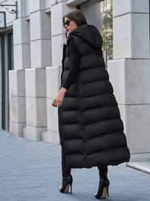 EURMUSE Sleeveless Loose Thick Padded Coat With Side Pockets