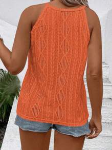 INAWLY Plus Size Textured Casual Halter Neck Blouse - Multicolor - View 2