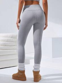 VARSITIE Gray High Waist Tight Women Casual Leggings - Light Grey - View 2