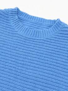 Girls Round Neck Frill Trim Knit Sweater Dress, Fall/Winter