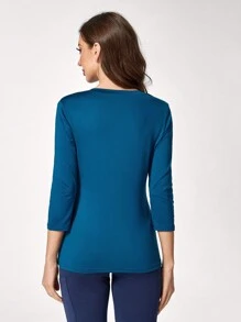 TaskEZ Simple V-Neck Long Sleeve Pocket Scrub Uniform Top