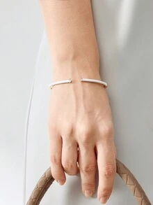 MOTF PREMIUM 18K 镀金白色珐琅手镯 - 白色 - 查看 6