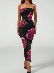 Allurite Vestido sin mangas con estampado floral para mujer, verano