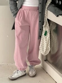 DAZY Quần nỉ trơn màu cho bé gái tuổi mới lớn - Hồng - Xem 2