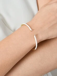 MOTF PREMIUM 18K 镀金白色珐琅手镯 - 白色 - 查看 10