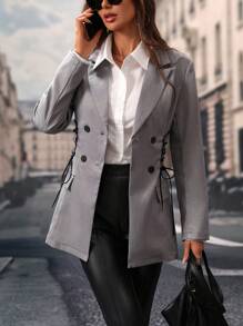 Chiquease Jaqueta de Terno Feminina com Estampa Pics-de-Galo de Fileira Dupla