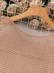 SHEIN Clasi Áo len mỏng cổ tròn tay dài màu trơn cỡ lớn thường ngày - Lạc đà - Xem 3