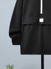 SHEIN 2pcs/Set Teen Boys' Casual Zip-Up Hoodie Jacket And Drawstring Pants Set, Suitable For School, Home, Daily Wear, Fall & Winter, Black & White