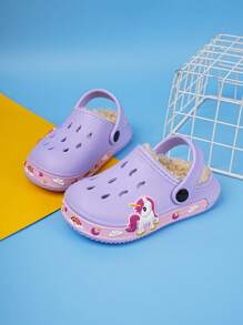 Zapatillas de casa con dibujos de jardín de EVA para niñas pequeñas, de invierno
