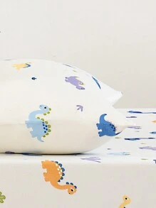 柔软超细纤维儿童床笠套装，带有可爱的恐龙图案 - 最佳奢华 2/3 件套床单 - 包括 1 张床笠 + 1/2 个枕套 - 便宜且高品质 - 床垫套有单人床、特大号床、单人床、大号床、双人床、全尺寸可供选择，爱情人节 - 米色 - 查看 7