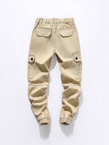 TWEEN BOY URBAN STREET CASUAL DRAWSTRING CARGO JOGGER JEANS WITH POCKETS AND ZIP FASTENING HEM