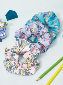 Nick 90s X SHEIN 3pcs/Pack Animation Scrunchies, Suitable For Daily Wear, Hair Ties, Ponytail Holders, Hair Elastics