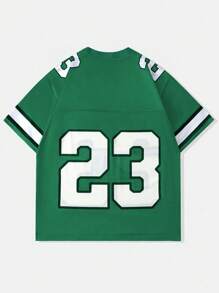 ROMWE MEN Street Life Camiseta Esportiva Masculina de Malha com Mangas Curtas e Contraste, Estilo Camisa de Futebol