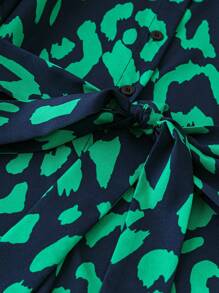 DreamSkyne 大码女式豹纹长袖休闲连衣裙，春秋季长款女装 - 彩色 - 查看 4