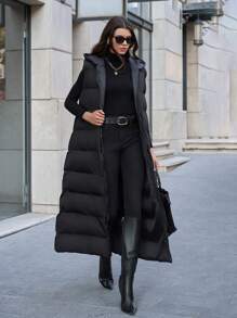 EURMUSE Sleeveless Loose Thick Padded Coat With Side Pockets