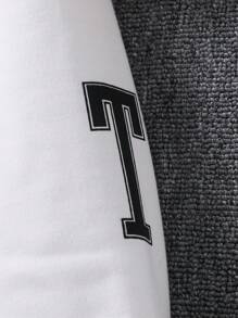 SHEIN Tween Girls Asymmetrical Letter Print Casual Hoodie - White - View 8